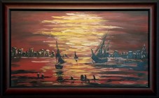 Barke u suton, akril na kartonu, 47 x 27 cm