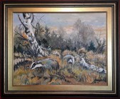 Jazavci, ulje na platnu, 50 x 40 cm