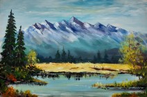 Jezero u planini, ulje na platnu, 60 x 40 cm