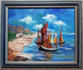 Usidrene barke, ulje na platnu, 30 x 24 cm